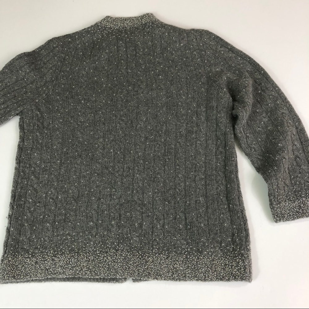 J. Crew Gray Cashmere Blend Beaded Cardigan M - Picture 2 of 6